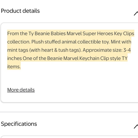 Ty Beanie Babies Marvel Captain America Plush Keychain - Picture 3 of 4
